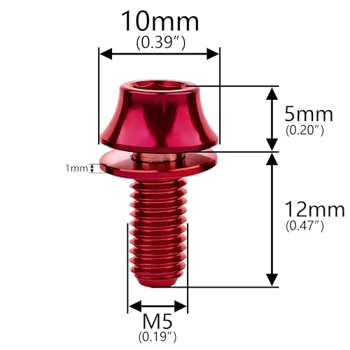 Image of Titanium M5x12mm with Washers Bicycle Water Bottle Cage Hex Bolts Pack of 4