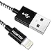 Price comparison product image iPhone Charger Cable Cable Charging USB Syncing Data Nylon Braided Cord Compatible with iPhone 11/Xs/Max/XR/X/8/8 Plus/7/7 Plus/6/6S/6 Plus/5S/SE (Black, 3M)
