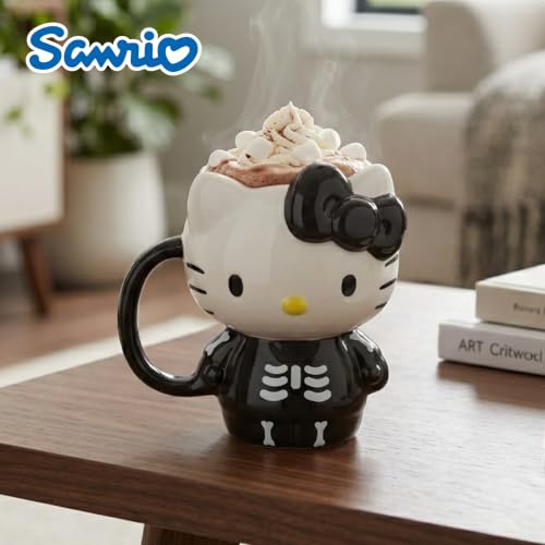 Image of Silver Buffalo Sanrio Hello Kitty Skeleton Costume, 3D Sculpted Mug, 20oz | Halloween, Ceramic, 0.59 Liters