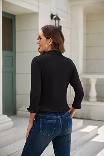 Image of GRACE KARIN Women 3 /4 Sleeve Cropped Blazer Jacket
