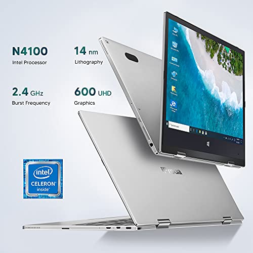 iProda Laptop 2 em 1, laptop conversível com tela sensível ao toque Windows 10 Pro de 11,6 polegadas