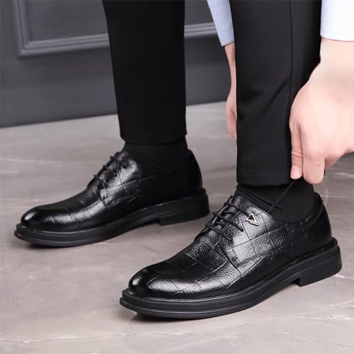 Mens Dress Formal Shoes Lace Up Top-Grain Platform Leather Low Top Outdoor Working Round Toe2