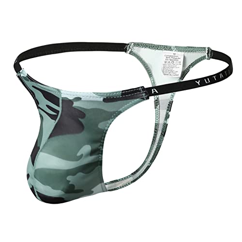 Men's Low Waist Thong Camo U Convex Panties Underwear
