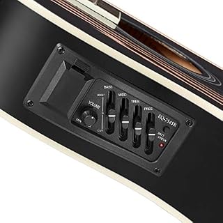 Ashthorpe Guitare acoustique/électrique à pan coupé Thinline – Premium Tonewoods noir - Les Beatles, Paul McCartney, John Lennon, RIngo Starr, George Harrison Ashthorpe Guitare acoustique/électrique à pan coupé Thinline – Premium Tonewoods noir – Image 3