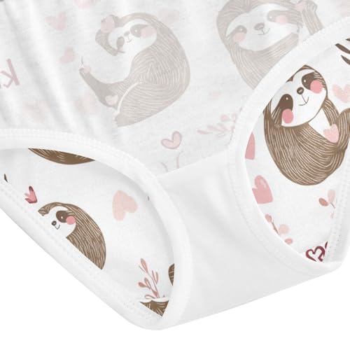 Wusikd Cute Sloth Girls' Underwear Cotton Pink Hearts Girls Briefs Soft Toddler Underwear 2T 5