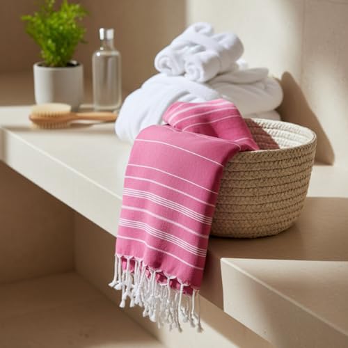 MyStilo® XXL Saunahandtuch Hamamtuch - Großes, Weiches Badetuch 100x200cm, Schnelltrocknend - Premium Strandtuch, Beach Towel, Handtuch für Männer, Frauen, Yoga und Fitness (Fuchsia)