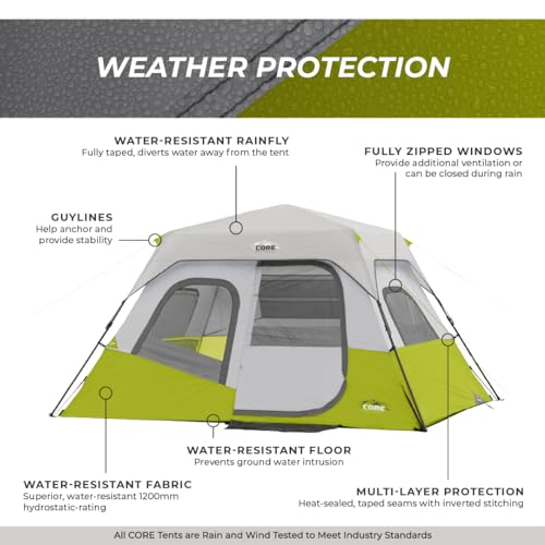 Core 6 PERSON INSTANT CABIN TENT Pop Up Tent With Easy 60 Second Camp Setup thumb #4