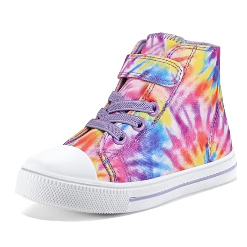 Image of K KomForme Toddler High Top Sneakers Canvas Shoes with Hook and Loops | Lightweight, Breathable