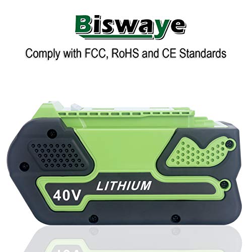 Biswaye 29472 Replacement 6.0Ah 40V Lithium Battery for GreenWorks 40V G-MAX Power Tools 29462 29252 20202 22262 25312 25322 20642 22272 27062 21242