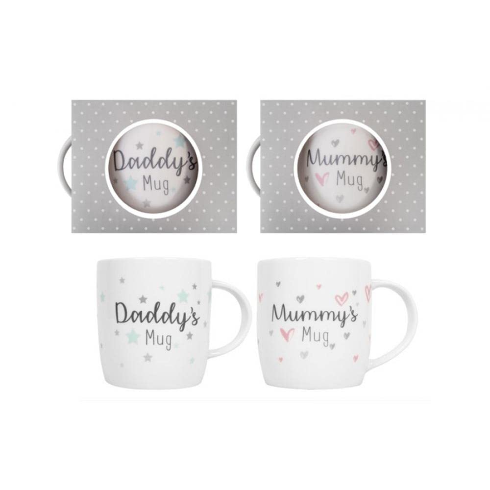 Yöl White Mummy And Daddy Pack Of 2 Mugs - New Bone China Drinks New Parents Gift Set - Coffee Tea Latte Cappuccino Mocha Newborn Keepsake