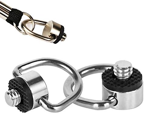 Stainless Steel D Ring Screw Hinge Mount Camera Mounting Screw 0.64 cm (1/4") - 20 Thread for Tripod DSLR Cameras Quick Release Wrist Strap Pack of 2