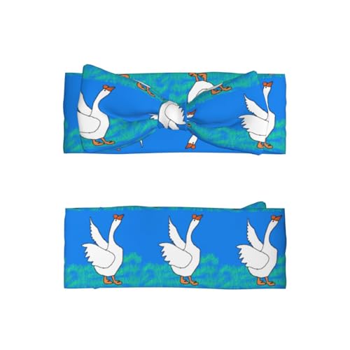 Baby Bow Headband white goose spread its wings Pattern Soft, Skin-Friendly for Newborns 0-6 Months, for Baby Girls2