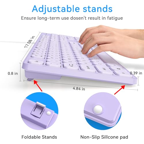 Image of USB Wired Keyboard for window,Comfortable Quiet Chocolate Keys, Durable Ultra-Slim Wired Computer Keyboard(QWERTY) for PC, Windows 11 /10 /8 /7 /XP /Vista KB1430 (KB435 Purple, Wired Keyboard For Windows)