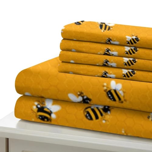 Housse de couette abeille 140x200 parure lit microfibre pour ado - 7