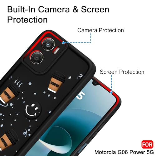 Image of TheGiftKart Back Cover Case for Motorola Moto G06 Power 5G | Cute Fun Cartoon 3D Smiley Coffee Case | Full Camera Protection | Shockproof Back Cover Case for Motorola G06 Power 5G (Silicone, Black)