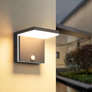 LED Wandleuchte Aussen Innen mit Bewegungsmelder,12W Aussenlampe IP65 wasserdichte,Aluminium Modern Wand Lampe 3000K Warmwe Außenleuchte,Wandlampe Außen für Terrasse Eingang Garten Balkon Flur