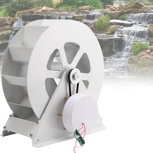 VNATWGOO Generador HidroeléCtrico De 50 W, EnergíA HidroeléCtrica De 100 W Generador, Equipo Generador De Rueda HidráUlica De Acero para Exteriores, para Estanques, Arroyos, RíOs Y Canales,100W