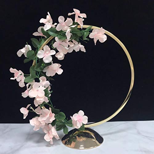 Everbon Set Of 10 20 Inch Tall New Gold Round Wedding Centerpiece Vase Hoop Centerpiece Stand Metal Floral Hoop Wedding Decor #TOP2