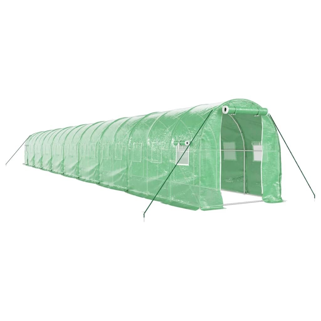 Homgoday Invernadero con Estructura de Acero Verde 36 m² 18x2x2 m, Invernadero Caseta Jardín Terraza Plantas Semilla Cultivo Huerto Verduras Cubierta Casero
