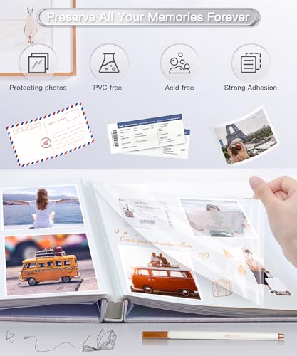 image for Popotop Photo Album Self Adhesive Scrapbook Album for 4x6 5x7 8x10 Pic