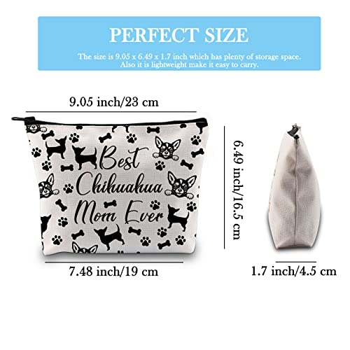 Image of GJTIM Chihuahua Mom Gift Chihuahua Owner Gift Best Chihuahua Mom Ever Chihuahua Gift Makeup Bag Animal Dog Lover Gift (Chihuahua Mom Bag)