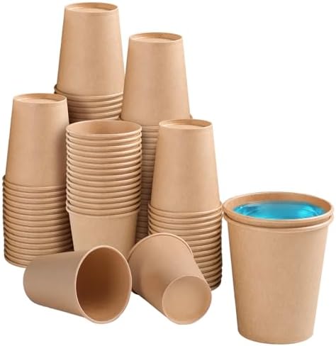 BYSNOW 100 Pack 5 oz Kraft Paper Cups, Small Disposable Bathroom Cups
