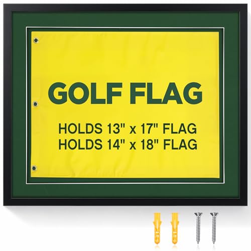 Silipull 19.5x23.5 Golf Flag Display Frame Fathers Day Golf Gifts Memorabilia Frame for 13x17 14x18 Flags Gifts for Men Golfer Dad Retirement Birthday Flag Not Included (Black)