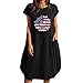 Gofodn Vestiti Discoteca Sexy Abito da Donna a Maniche Corte Allentato con Girasoli Stampati per Le Donne Abiti Estivi con Scollo Tondo con Tasca 4 luglio Abito Allentato Porta Abiti da