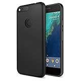 Google Pixel Case, Trianium [SnapOn Cases] Modern Classic Matte Black Slim Design Premium Protective Thin Case Bumper + Scratch Resistant Cases Hard Cover for Google Pixel 2016 - Black (TM000085)