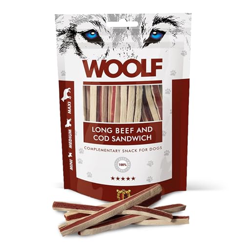 WOOLF Cane, Snack Sandwich Lungo di Manzo e Merluzzo Gr.100