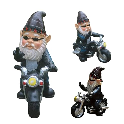 Cumnvulnt Gartenzwerg Motorrad Zwerge, 11.5 × 12.5 cm wasserdichte Statue Sonnenschutz Gartendeko Terasse Balkon Deko, Lustige Gartenzwerge für Außen Motorrad Geschenke für Männer Cumnvulnt Gartenzwerg Motorrad Zwerge, 11.5 × 12.5 cm wasserdichte Statue Sonnenschutz Gartendeko Terasse Balkon Deko, Lustige Gartenzwerge für Außen Motorrad Geschenke für Männer