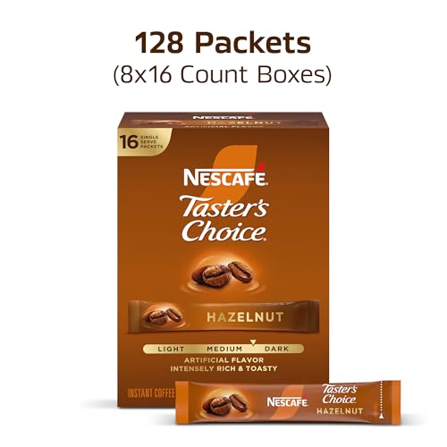 Nescafe Taster's Choice Instant Coffee Beverage, Hazelnut, 16 count (Pack of 8)