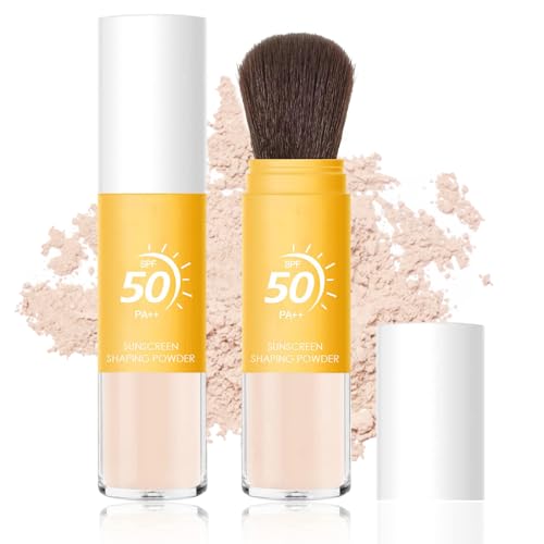 Mineral Sunscreen Setting Powder SPF 50 Sunscreen Powder for Face & Scalp Mineral Brush Powder Oil Control Loose Powder with Sunscreen Brush Translucent Face Powder Lasting Lightweight Breathable