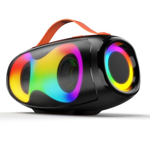 SWTOIPIG Enceinte Bluetooth sans Fil Portable avec lumière LED, stéréo True Wireless stéréo, AUX, Emplacement pour Carte Micro SD/TF, Lecture USB, lumière LED, égaliseur pour fêtes en Plein air