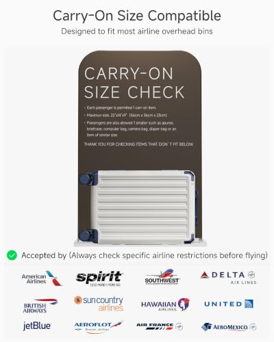 Image of LUGGEX Carry On Zipperless Suitcase, Aluminum, White & Navy, 20 inch | Carry On Luggage, 100% PC Hard Shell, 8010S Aluminum Frame, 8 Spinner Wheels, TSA Lock, Hard Shell, ZX-Core