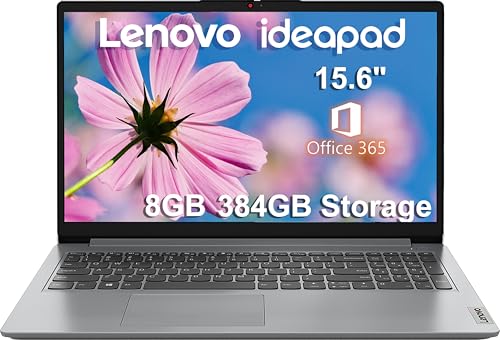 Lenovo IdeaPad 1i 15.6' HD Laptop (8GB RAM, 384GB (256GB SSD+128GB eMMC), 1-Year Microsoft Office 365, Intel Celeron N4500) for Student, Home, Business, Numeric Keypad, HDMI, Wi-Fi 6, Win 11 Home in S