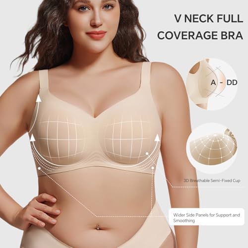 UIMERO 2026 Womens Wireless Bra Seamless Jelly Bras Full Coverage Push Up Supportive Comfortable No Underwire Tshirt Bras Nude - 1