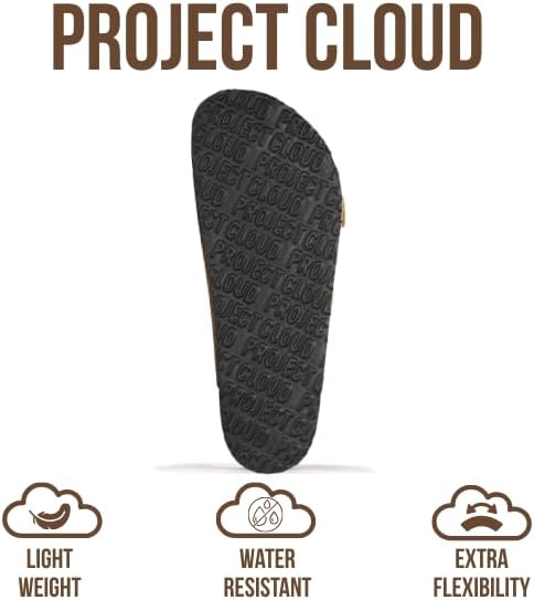 Project Cloud 100% Genuine Leather Mens Sandals - Memory Foam Insole & Cork Footbed Slides for Men Footwear - Non-Slip Summer Sandals for Men & Lightweight Mens Slides (Heritage) - Image 4