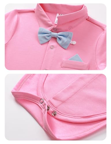 Image of A&J DESIGN Baby Boys Suits Infant Gentleman Formal Wedding Suspenders Outfit with Bowtie