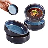 JUNANDHBAO Cuencos de Salsa de Soja, 55 ml Juego de 4 Cuencos para Salsa, 8,8 x 2,5 cm Redondos Cuenco para Aperitivos, Plato de Cerámica para Salsas Apilables, para Sushi, Salsas, Frutas, Nueces