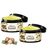 Bio Shea Butter Roh 100g, Premium Sheabutter, Kaltgepresst, Intensive Feuchtigkeitspflege für Gesicht & Körper, Reich an Vitaminen, Vegan für trockene & sensible Haut (2PC)