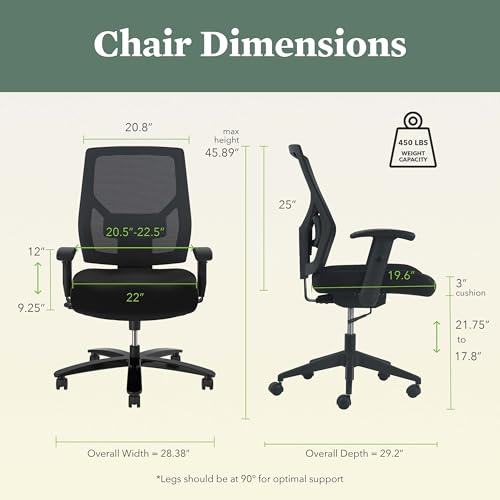 Image of HON Crio Big and Tall Ergonomic Mesh Office Chair, Extra‑Wide High‑Back Desk Chair with Adjustable Arms, Lumbar Support, Heavy‑Duty Tilt Recline, Swivel Wheels, Black Frame, Black