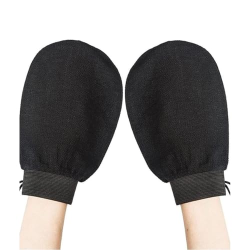 OUDQFCJ 2 Guantes Exfoliantes, Suave y Efectivo para Exfoliación, Guantes para Baño, Cuerpo y Rostro, para Mujeres y Hombres (Negro)