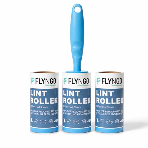 Image of FLYNGO Sticky Lint Roller for Clothes, Pet Hair, 270 Sheets Reusable Easy-Tear Lint Remover Brush for Woolen Clothes, Sofa, Sweater, Dust & Dirt - 3 Rolls 90 Sheets Each (270 Sheets)