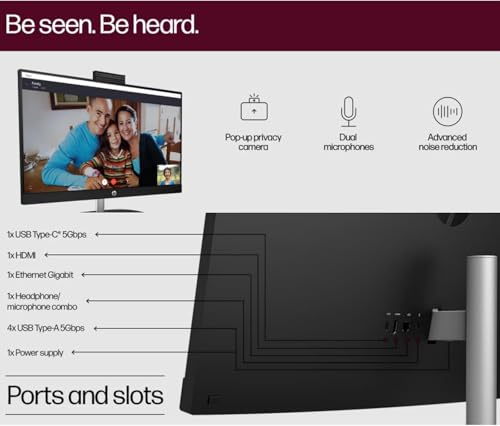 Image of HP Business All-in-One Desktop Computer 27 Inch, FHD IPS Touchscreen, Intel Ultra 7 155U(12-core, Up to 4.8 GHz), 32 GB DDR5, 2 TB SSD, Intel Iris Xe Graphics, Wi-Fi 6, Windows 11 Pro, w /Accessories