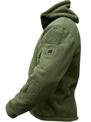 TACVASEN Men's Fleece Jacket Military Outdoor Windproof Jacket with Hood