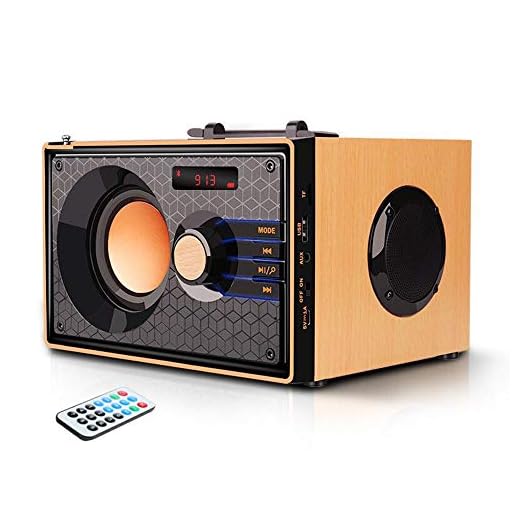 Portable Bluetooth Speakers Wireless Clear Audio Rich Bass Outdoor Party Speaker Stereo Sound Retro Desktop Speakers with Subwoofer FM Radio AUX MP3 Player Remote Control for Phone PC Android Home TV