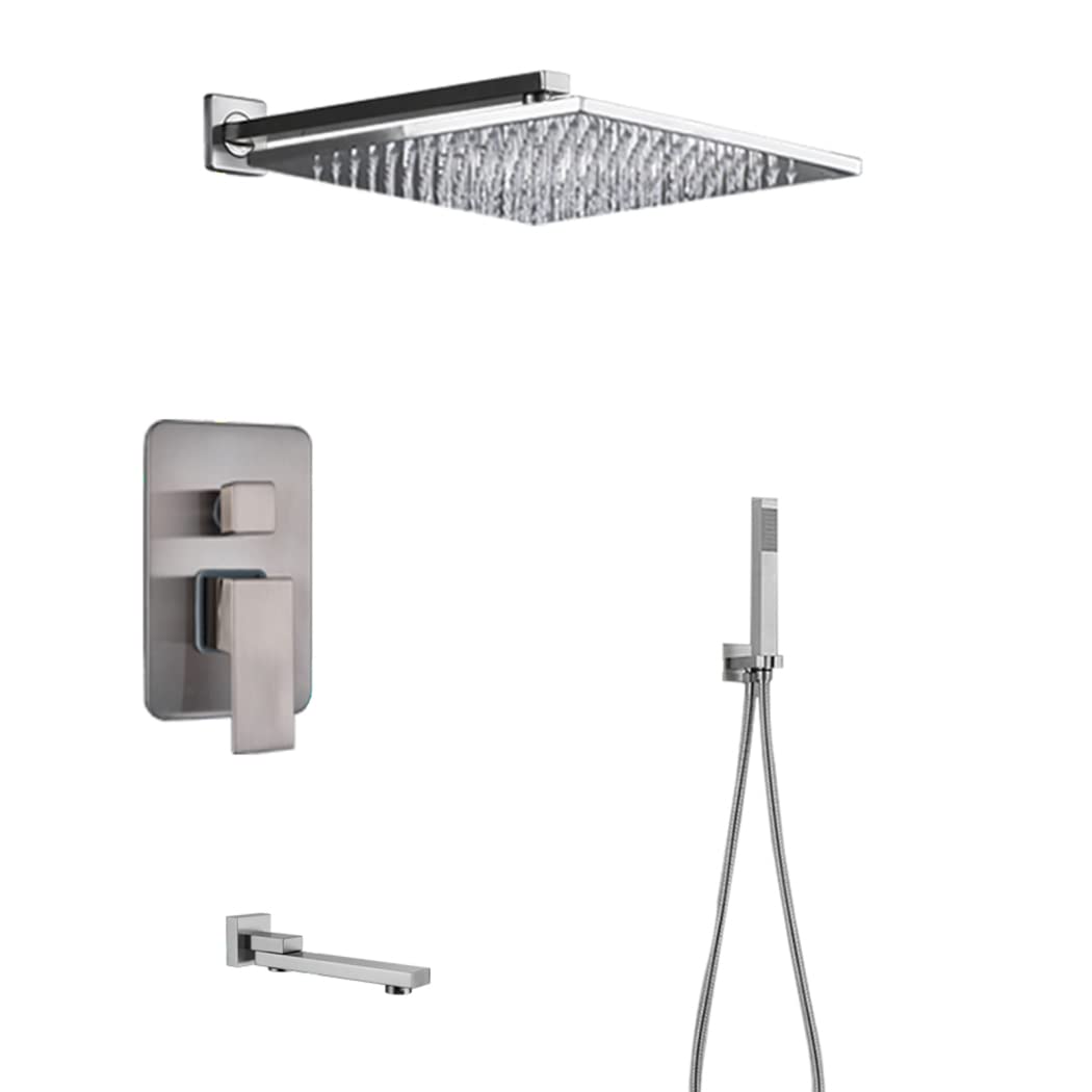 Ensemble de robinet de douche jet effet pluie et mitigeur laiton économie d'eau