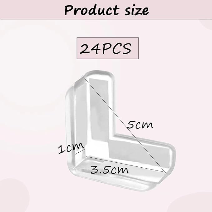 BufferABC 24 Pack Corner Protector for Baby,Baby Proof Corners and Edges,Clear Furniture Corner Guards & Edge Safety Bumpers for Table Edges & Sharp Corners, Clear Table Corner Covers (L- Shaped)