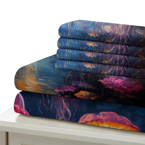 Housse de couette méduse 200x200 fermeture éclair pour lit double facile à enfiler - 6